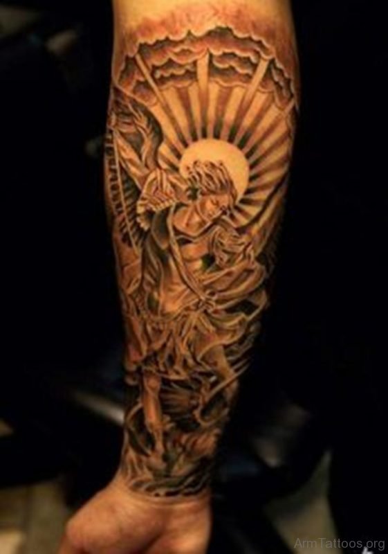 Awesome Guardian Angel Tattoo For Arm