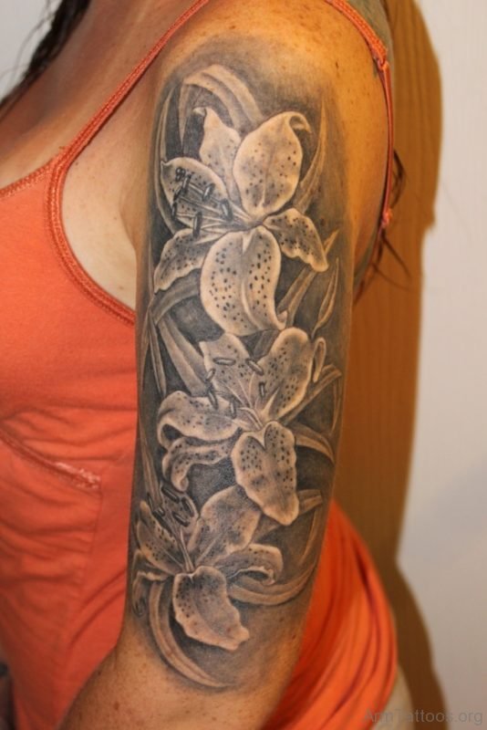 Awesome Lilies Sleeve Tattoo