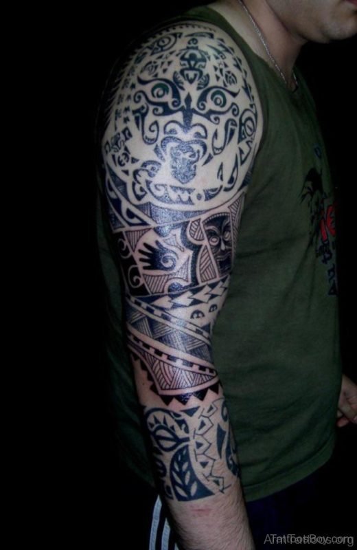 Awesome Maori Tribal Tattoo On Arm 