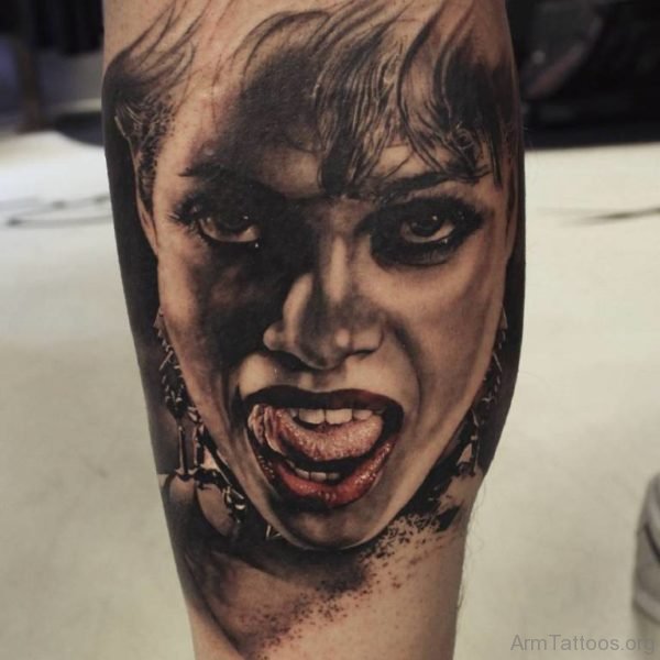 Awesome Portrait Girl Tattoo Design 