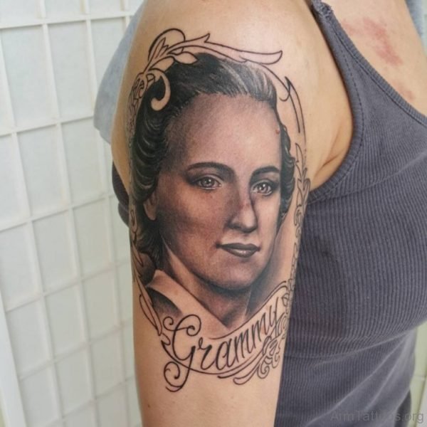 Awesome Portrait Tattoo On Shoulder 