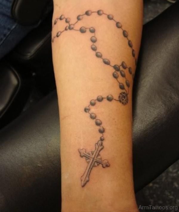 Awesome Rosary Tattoo On Arm