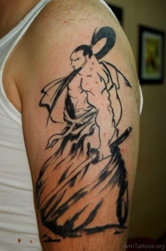 Awesome Samurai Tattoo On Shoulder