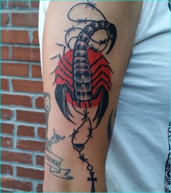 Awesome Scorpion Tattoo On Bicep