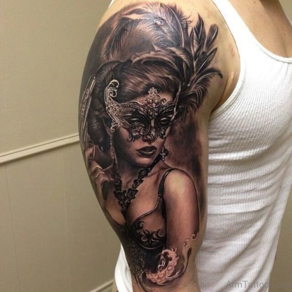 Awesome Venetian Mask Tattoo