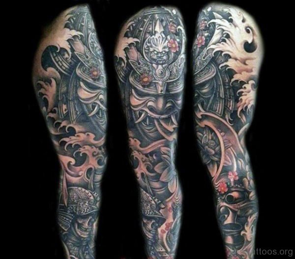 Awesome Warrior Tattoo On Full Sleeve