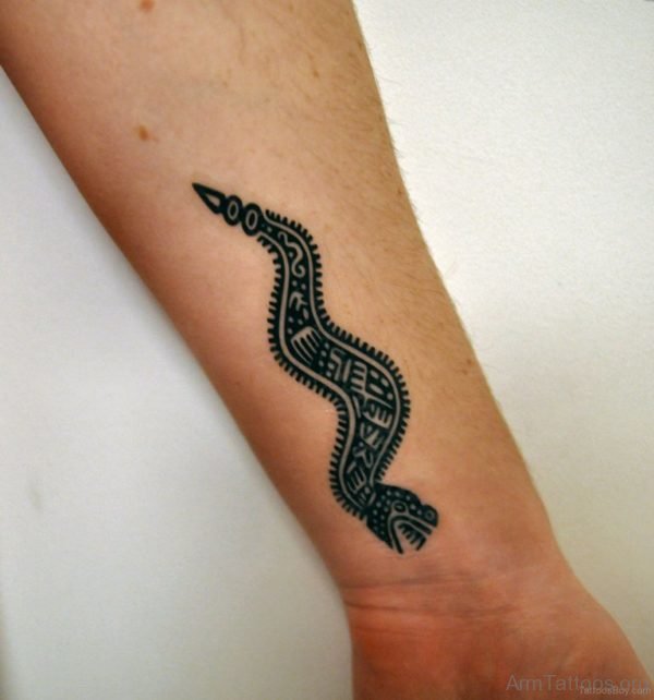 Aztec Snake Tattoo On Wrist 