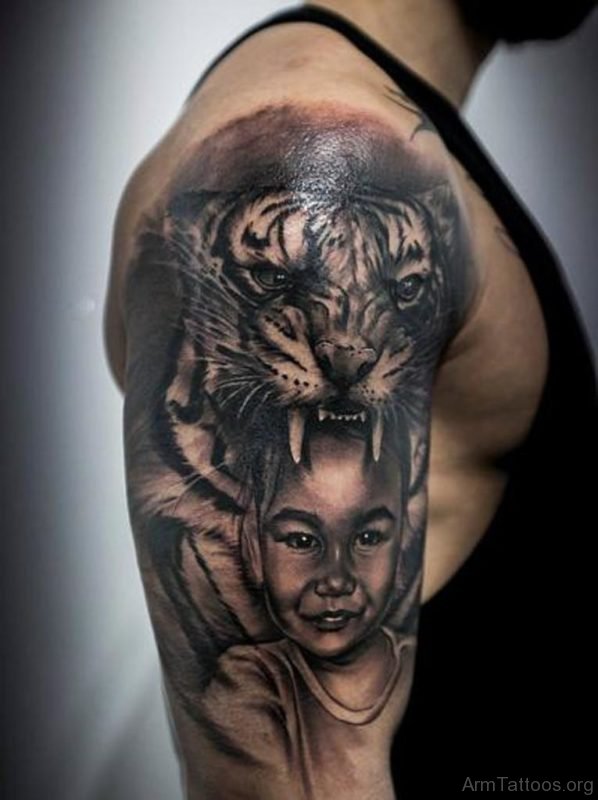 Baby And Tiger Tattoo