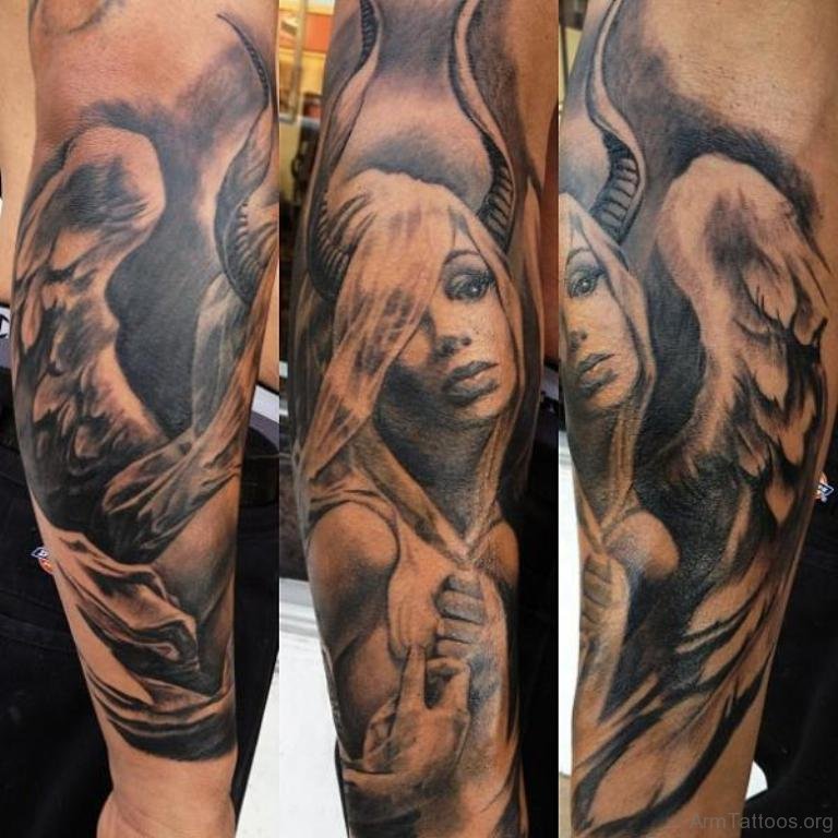 Banner Angel Tattoo On Arm