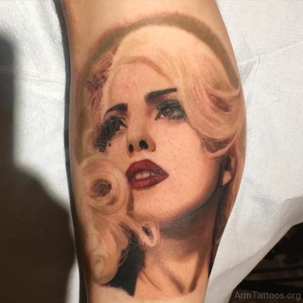 Beautiful Girl Portrait Tattoo On Arm 