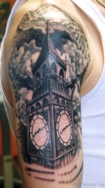 Beautiful Clock Tattoo Design 