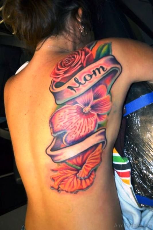 Beautiful Flower And Name Arm Tattoo 