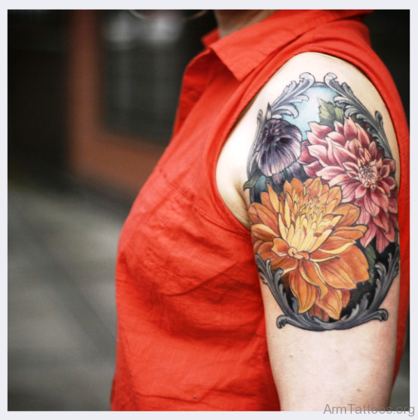 Beautiful Flower Tattoo On Arm 