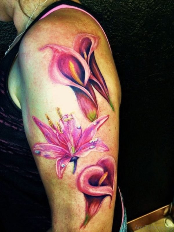 Beautiful Lily Flowers Tattoo On Arm