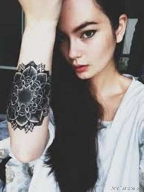 Beautiful Mandala Tattoo On Girl Arm