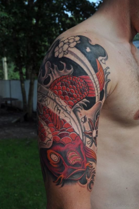 Beautiful Red Fish Tattoo