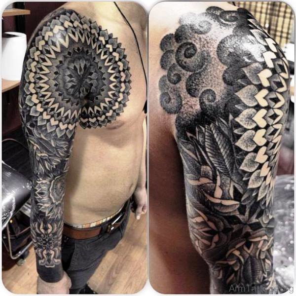 Big Black Flower Tattoo On Arm 