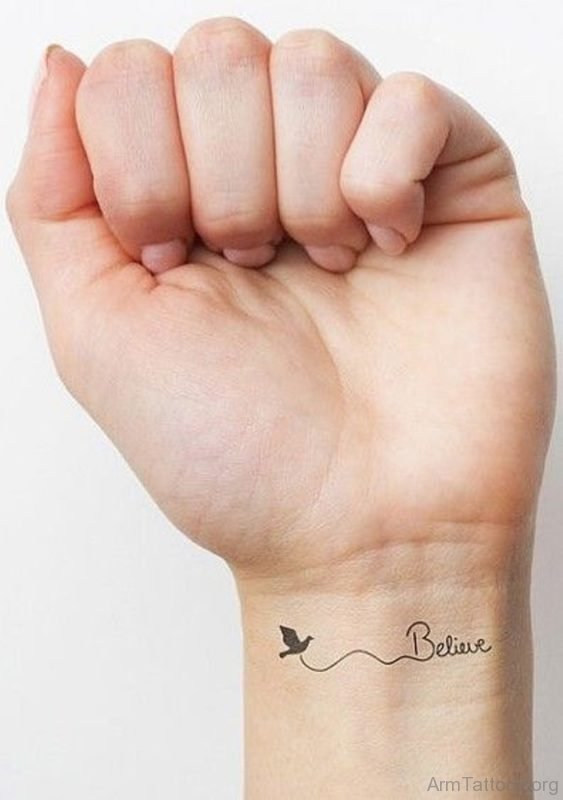 Birds And Believe Word Tattoo
