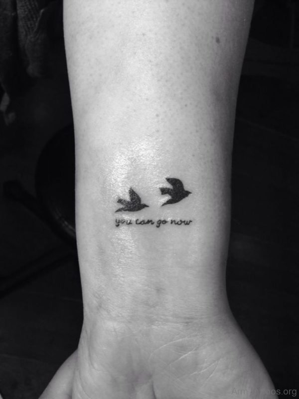 Birds And Wording Tattoo