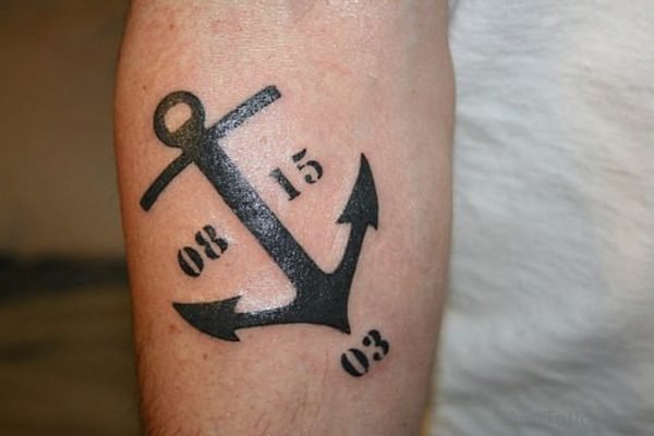 Black Anchor Tattoo ON Arm