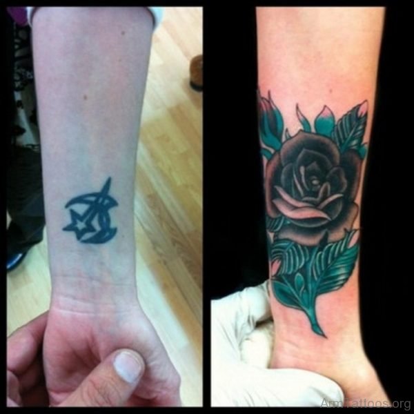 Black And Blue Rose Tattoo 