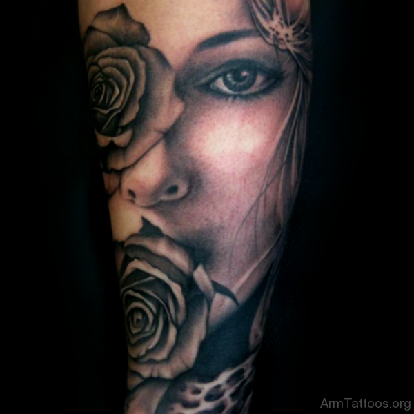 Black And Grey Portrait Tattoo 