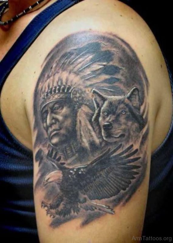 Black And Grey Wolf Tattoo