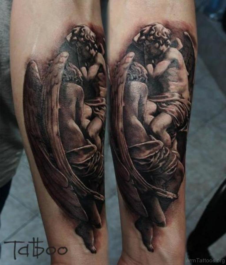 Black Angel Tattoo For Arm