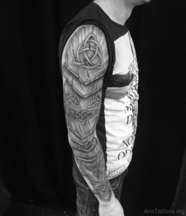 Black Armor Tattoo On Full Sleeve
