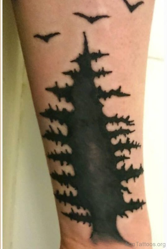 Black Birds and Tree Tattoo