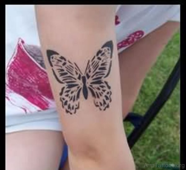 Black Butterfly Airbrush Tattoo On Arm