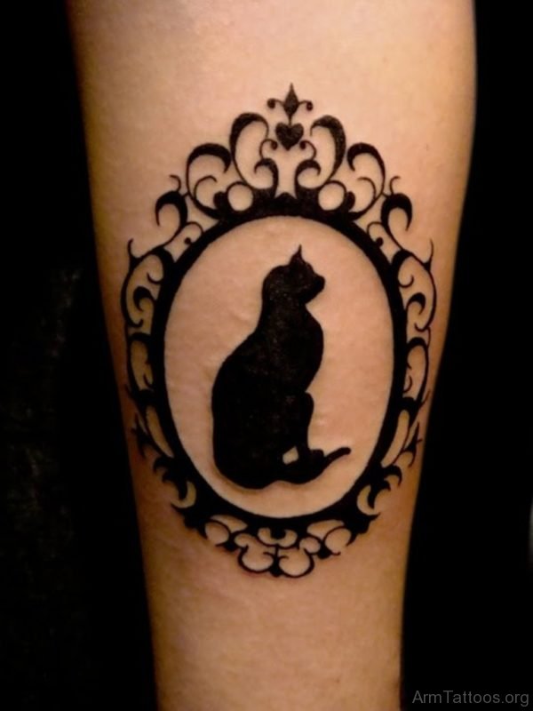 Black Cat Tattoo On Arm Image