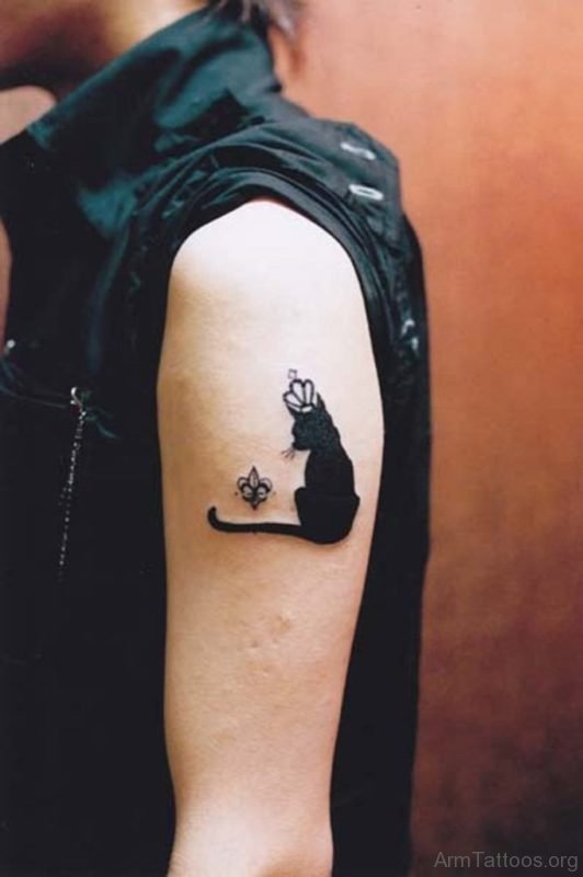 Black Cat Tattoo On Shoulder