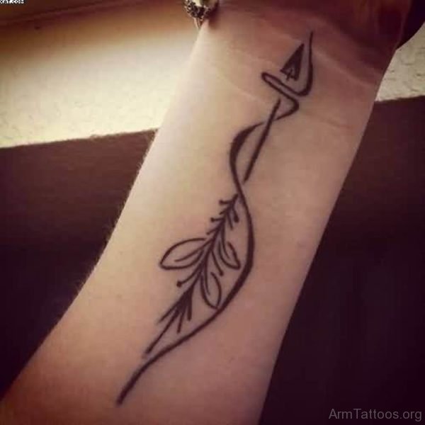 Black Color Swirls And Arrow Tattoo Arm 