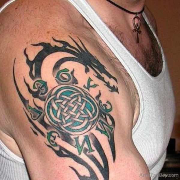 Black Dargon And Celtic Tattoo