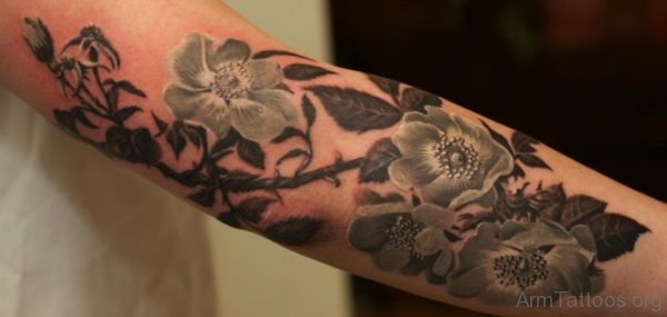 Black Flower Tattoo Designs On Arm