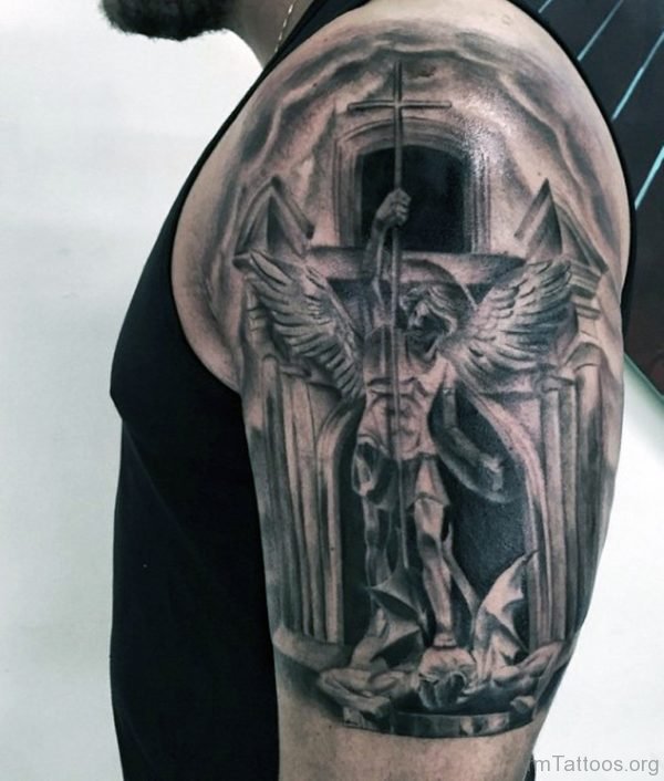 Black Guardian Angel Tattoo