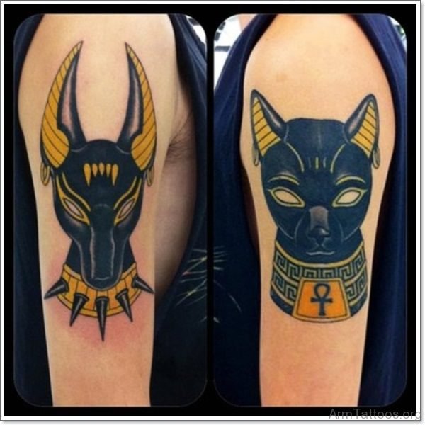 Black Ink And Anubis Egyptian Tattoo 