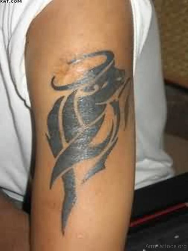 Black Ink Bull Tattoo