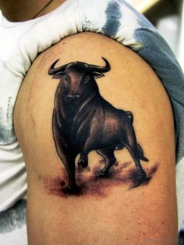 Black Ink Bull Tattoo 