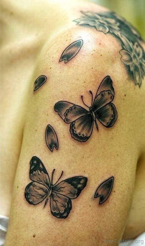 Black Ink Butterfly Tattoo