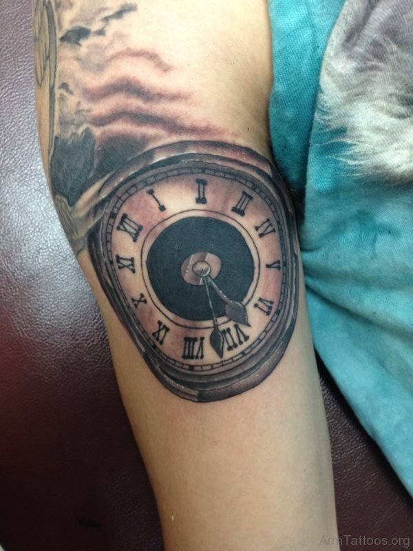 Black Ink Clock Tattoo