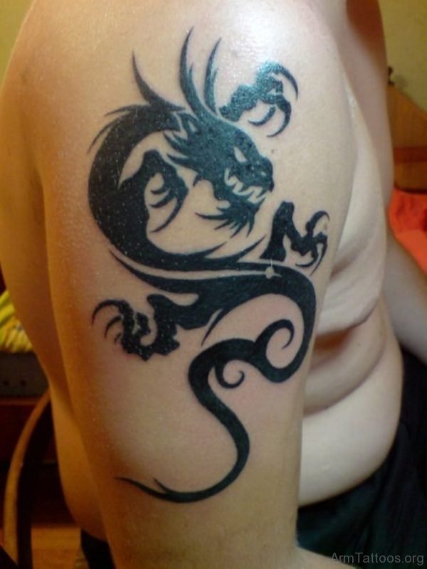 Black Ink Dragon Tattoo