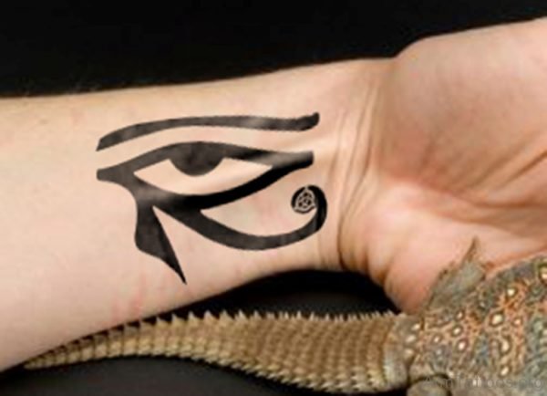 Black Ink Eye Tattoo On Wrist