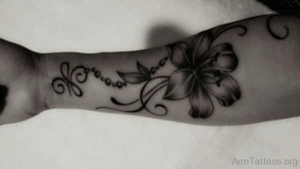 Black Ink Lily Tattoo Design