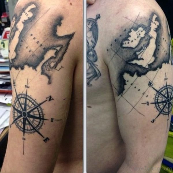 Black Ink Map Tattoo