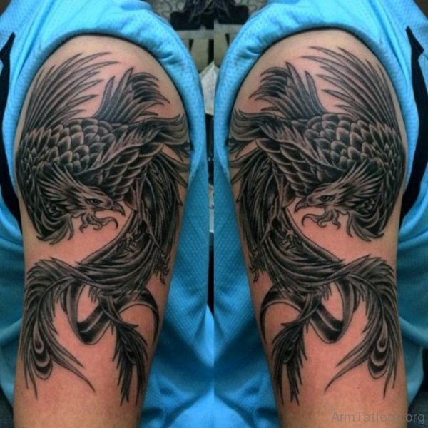 Black Ink Phoenix Tattoo