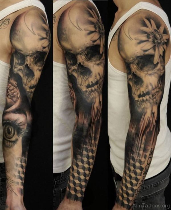 Black Ink Skull Tattoo 