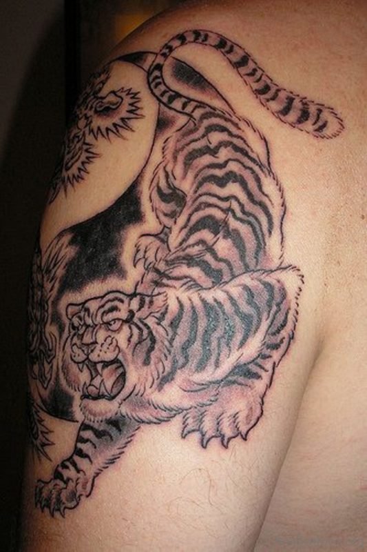 Black Ink Tiger Tattoo