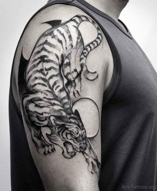 Black Ink Tiger Tattoo Design